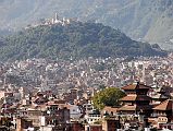 Kathmandu 05 04-3 Kathmandu, Durbar Square, and Swayambhunath Close Up View from Bhimsen Tower Here is a close up view of Kathmandu, Durbar Square and Swayambhunath from the Bhimsen Tower south of Kathmandu.